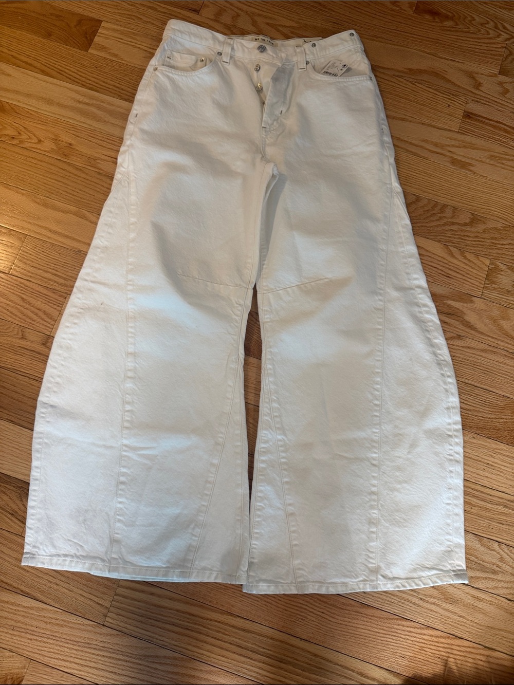 Free People Eden Slouch White Wide Leg Jeans 29